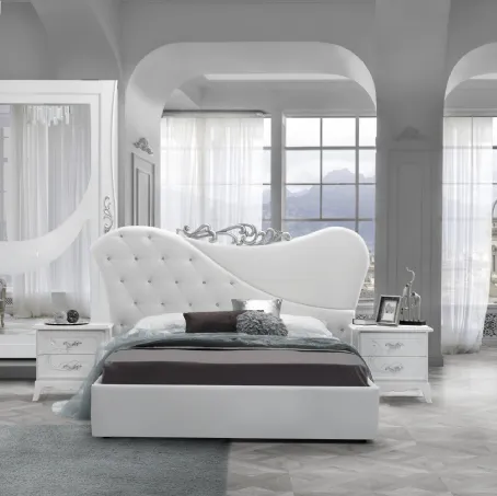 Armadio con ante scorrevoli Bedroom Destiny in laccato Bianco con decori e specchi di Imba Srl