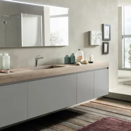 Mobile da Bagno sospeso M2 System C213 in laccato Grigio Luce opaco di Baxar