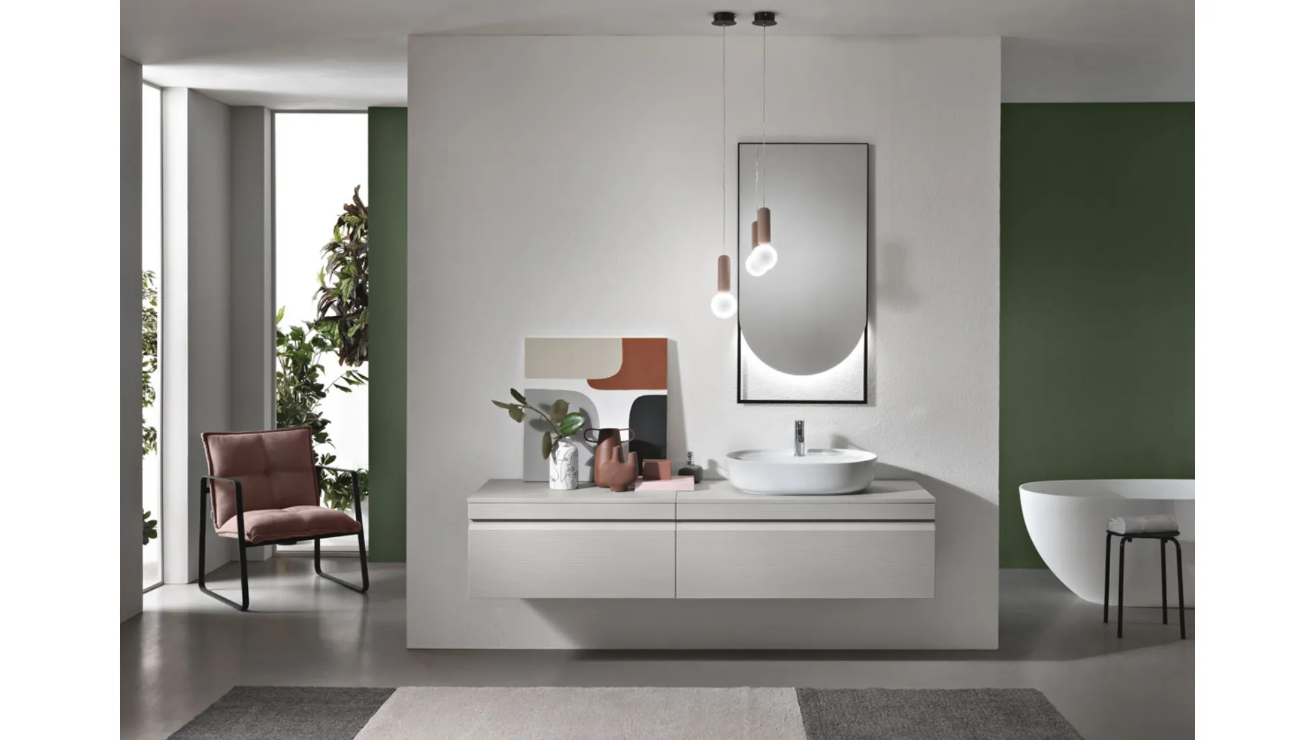 Mobile da Bagno sospeso Rio in PVC cannettato finitura Grigio di Bluelife