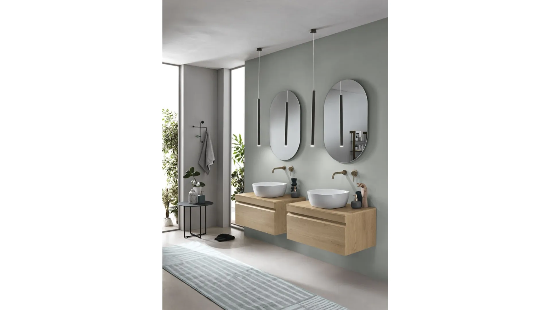 Mobile da Bagno sospeso Rio in PVC cannettato finitura Rovere chiaro di Bluelife