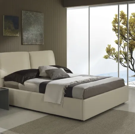 Letto in ecopelle con testiera e contenitore Ambassador di Imba Srl