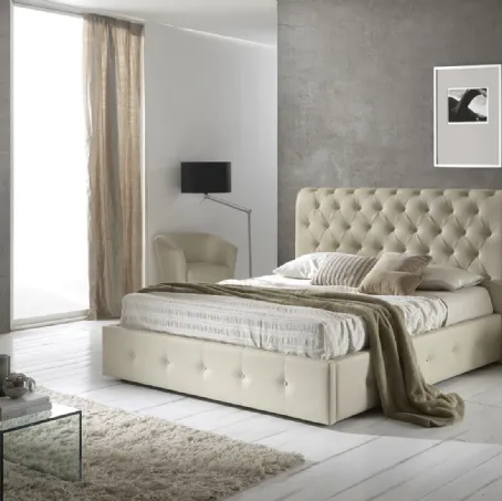 Letto classico in ecopelle trapuntata con testiera Peninsula di Imba Srl