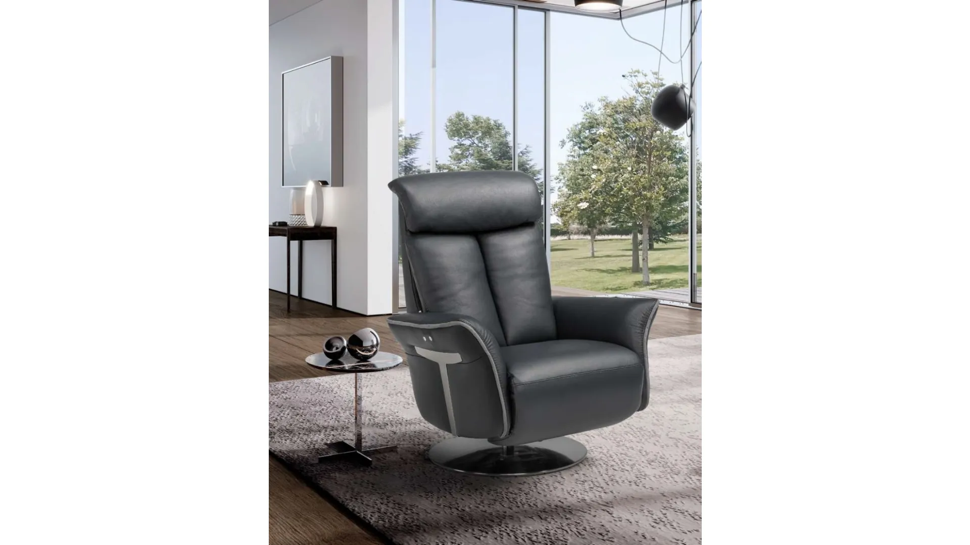 Poltrona relax in pelle con seduta assistita Venus Swivel di Spaziorelax